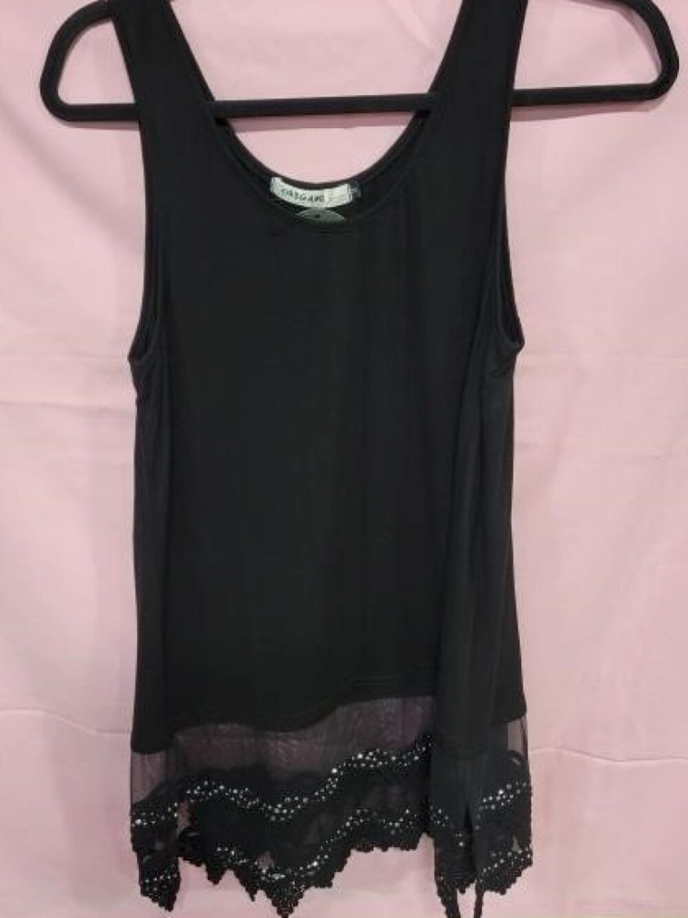 Origami Black Tank w/Lace & Studs NWT sz XXL  4175